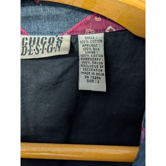 Chicos Design Jacket Large Southwest Embroidered silk applique - Picture 3 of 10